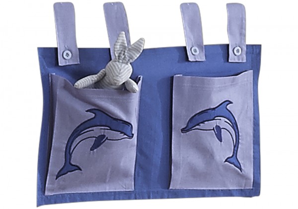 Relita Stofftaschen für Hoch- und Etagenbetten hellblau - Delphin