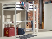 Hochbett Toli Weiß 90x200 cm Kinderbett Buche massiv mit Rollrost