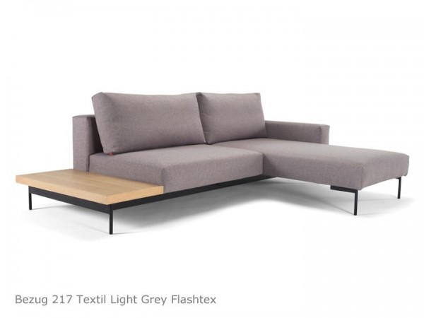 Innovation Bragi Schlafsofa 3-Sitzer Light Grey mit Ablage