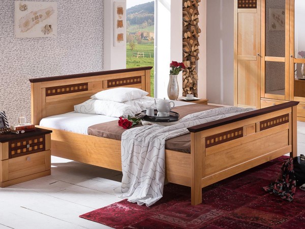 Telmex Doppelbett Romantica Pinie Massivholz Honig Nussbaum im Landhausstil