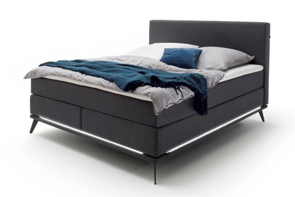 Livingruhm Boxspringbett Milano 180 x 200 cm anthrazit Metallfuß schwarz