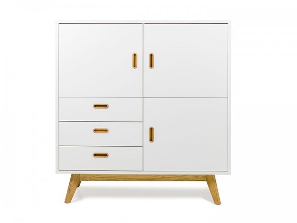 Highboard Bess Retro Eiche &amp; Weiß 114cm Livingruhm