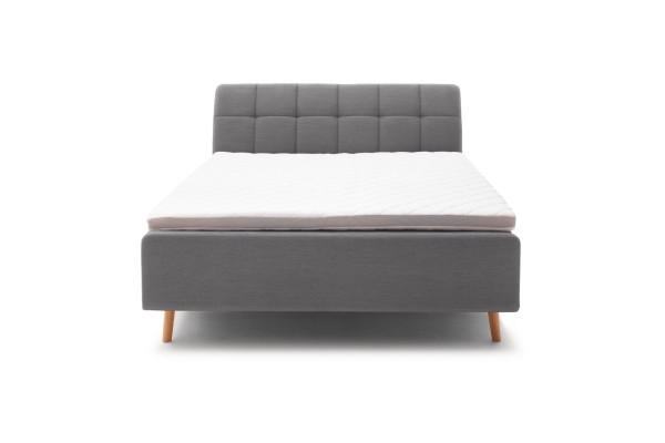 Livingruhm Boxspringbett MILA 200 x 200 cm Stoff Capri Holzfuß Anthrazit