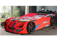 Autobett Superdrift Rot mit Rollrost 90x200cm Kinderbett Spielbett