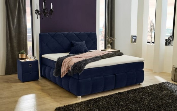 Jockenhöfer Boxspringbett Bella Mix blau, 180 x 200 cm