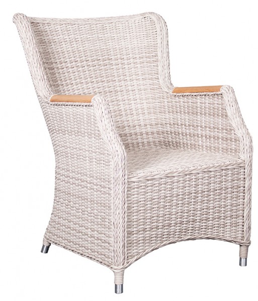 deVries Eden Sessel 5 mm white kubu mit Teakarmlehne