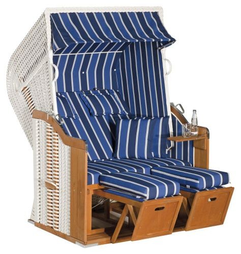 SunnySmart Strandkorb Rustikal 250 Plus weiß/blau