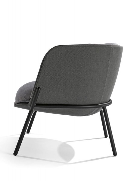 Infiniti Sessel BOMBOM mit 4-Fuß-Gestell schwarz Schale FL602 anthrazit Polster FL601 grau