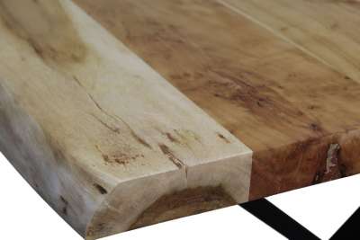 Design Esstisch SoHo Akazie massiv geölt mit Baumkante 240x100 cm