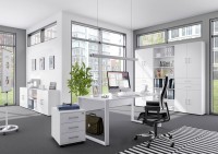 Rollcontainer direct Korpus Weiß Front Weiß 3 Schubkästen mit Schloss
