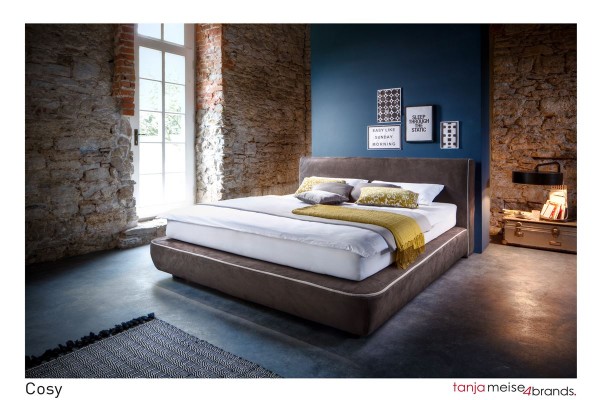 Design Boxspringbett Cosy 180x200 cm Kunstleder braun