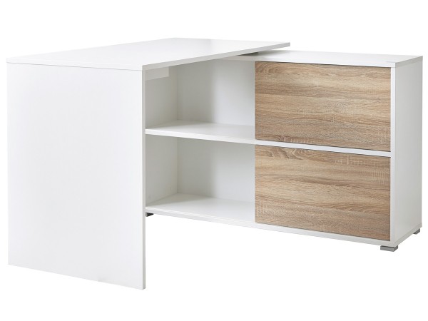 Livingruhm Schreibtisch mit Sideboard Weiß Eiche Dekor