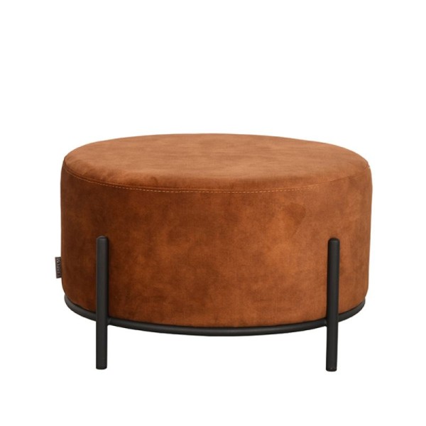LABEL51 Hocker Troy XL Ockerfarbener Velours | Schwarzer Metall