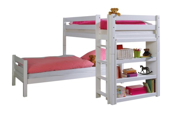 Relita Etagenbett Beni L 90 x 200 cm Kinderbett mit Rollrost Buche weiß