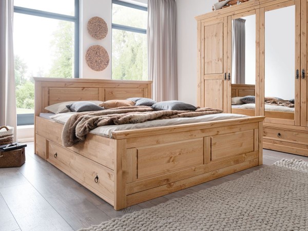 Livingruhm Bettkasten Montan Kiefer massiv eichefarbig 2er-Set