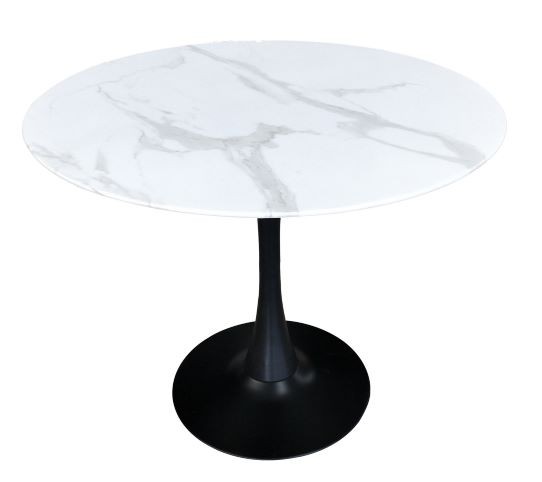 Livingruhm Tisch 100 cm rund Glas Marmoroptik